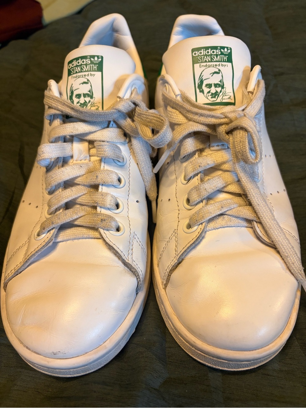Green and White Adidas Stan Smith